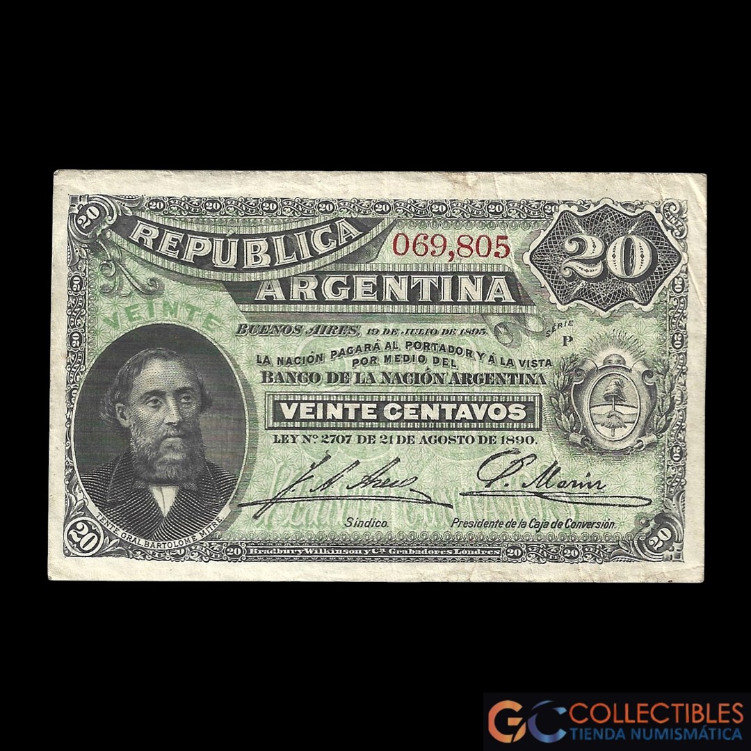 Lote 1005 - Argentina 20 Centavos 1895 - Areco / Marin