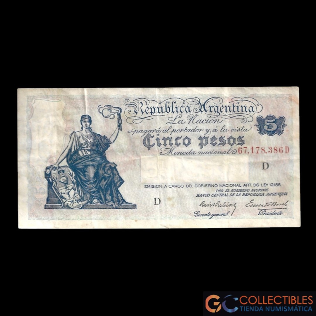 Lote 1007 - Argentina 5 Pesos 1943 - Prebish / Borch