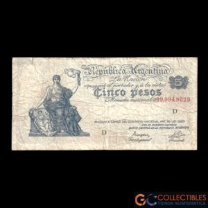 Lote 1008 - Argentina 5 Pesos 1946 - Maraglio / Miranda
