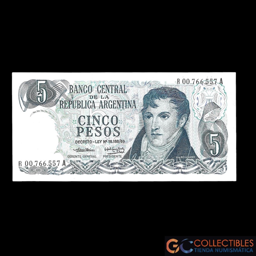Lote 1018 - Argentina 5 Pesos 1974 Reposicion Col-609R1