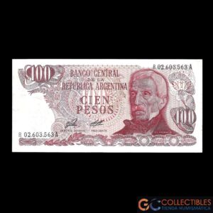 Lote 1020 - Argentina 100 Pesos 1976/1977 - Reposicion Porta / Diz Col-637R1;
