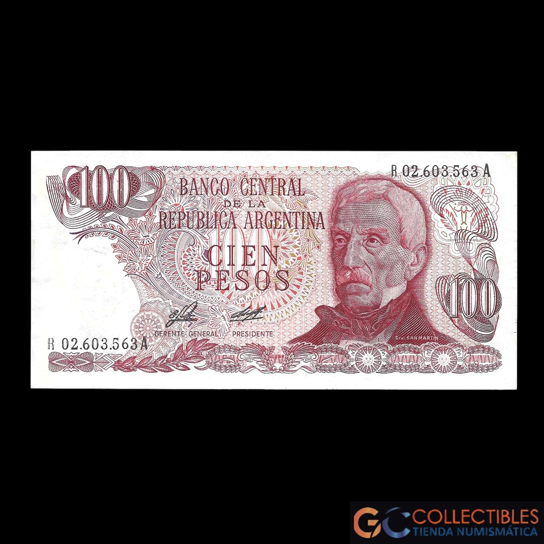 Lote 1020 - Argentina 100 Pesos 1976/1977 - Reposicion Porta / Diz Col-637R1;