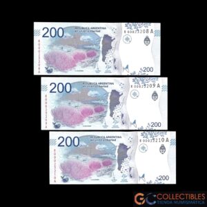 Lote 1031 - Argentina 200 Pesos 2016/18 Lote x 3 Correlativos Sturzenegger - Monzon Col-827R