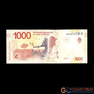 Lote 1032 - Argentina 1000 Pesos 2023/24 Pesce -Moreau Nro Bajo 00001038 Col-N01h
