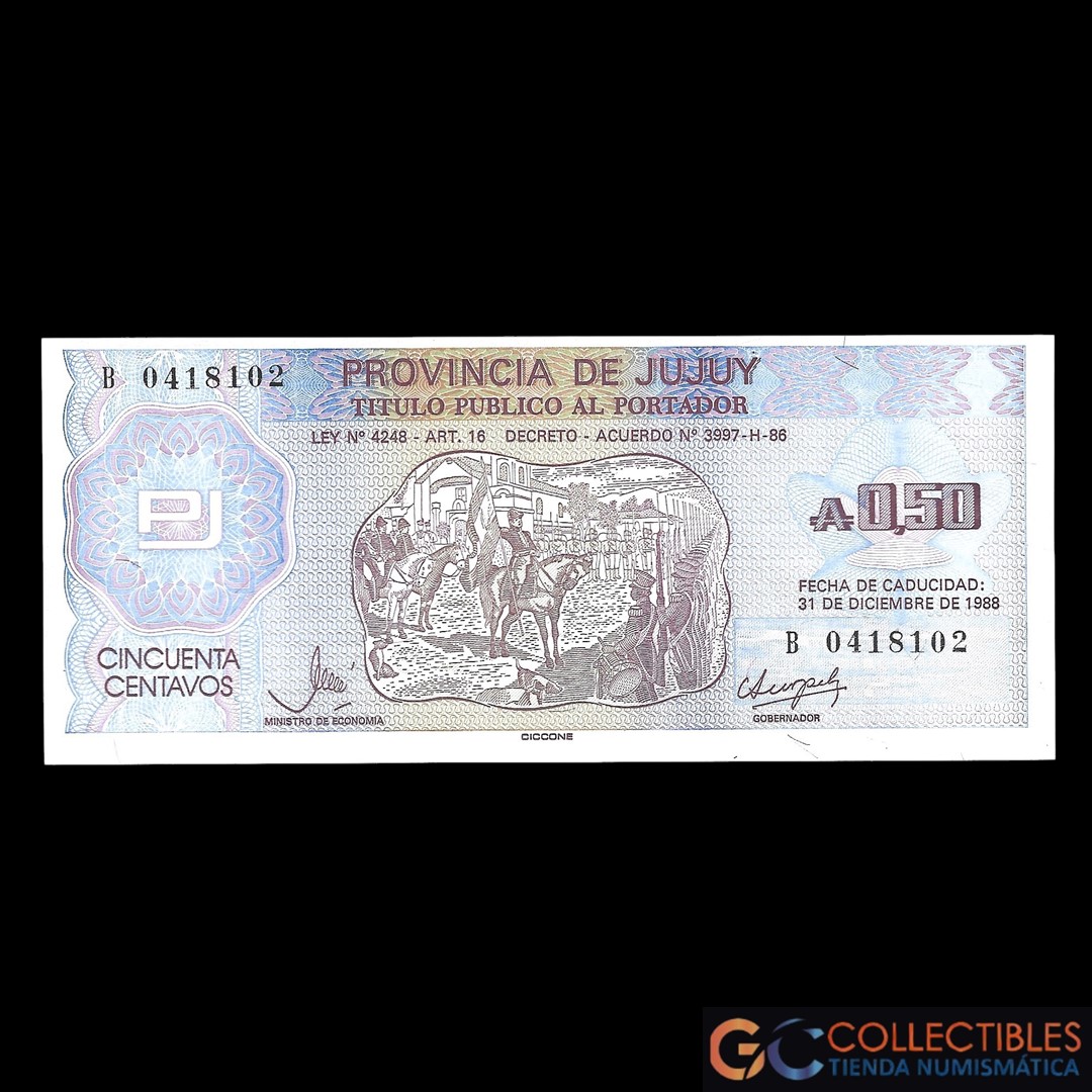 Lote 1037 - Argentina Jujuy 50 Centavos 1986 Col-011