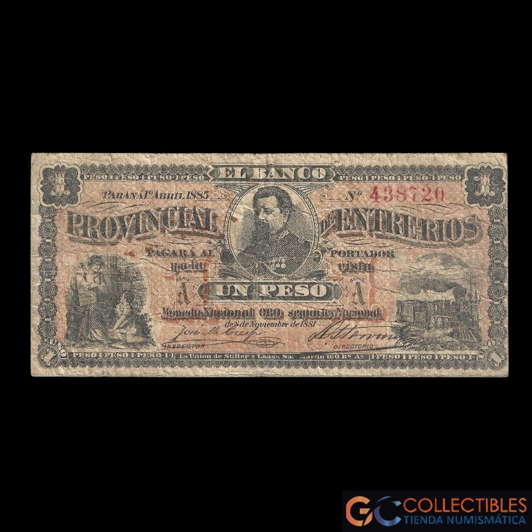 Lote 1038 - Argentina Entre Rios 1 Peso 1885 Baumann-260a