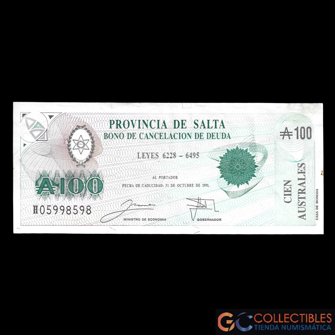 Lote 1039 - Argentina Salta 100 Australes 1989 Col-068