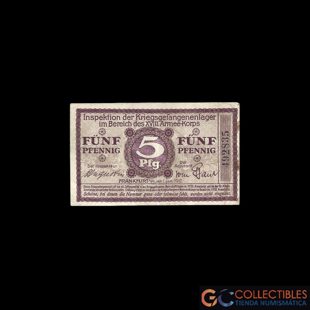Lote 1044 - Alemania Frankfurt, Campo de Prisioneros, 5 Pfennig 1917 Camb-C2955