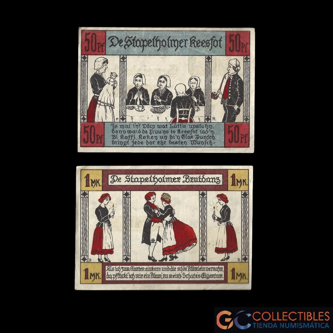 Lote 1047 - Alemania (Erfde) Lote x 2 - 50 Pf y 1 Marco 1921