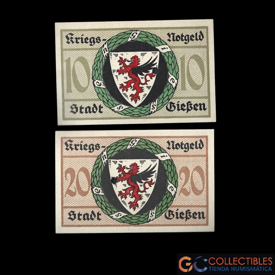 Lote 1048 - Alemania (Giessen) 10 y 20 Marcos 1918