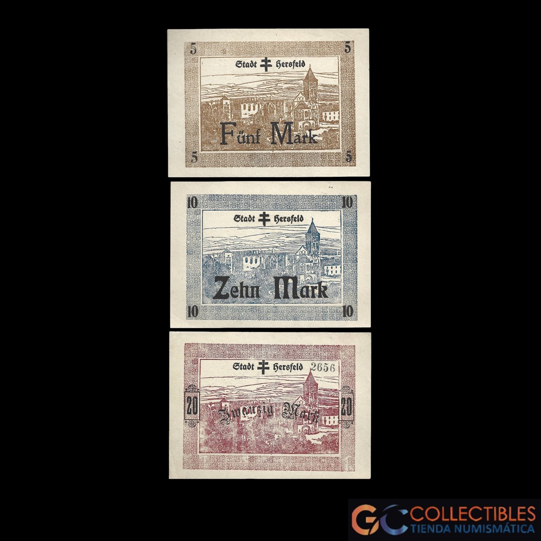 Lote 1049 - Alemania (Hersfeld) 5, 10 y 20 Marcos 1918