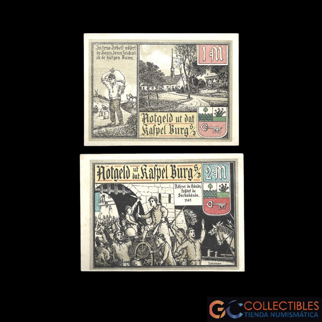 Lote 1050 -  Alemania (Kappeln) x 2 - 1 y 2 Marcos 1921