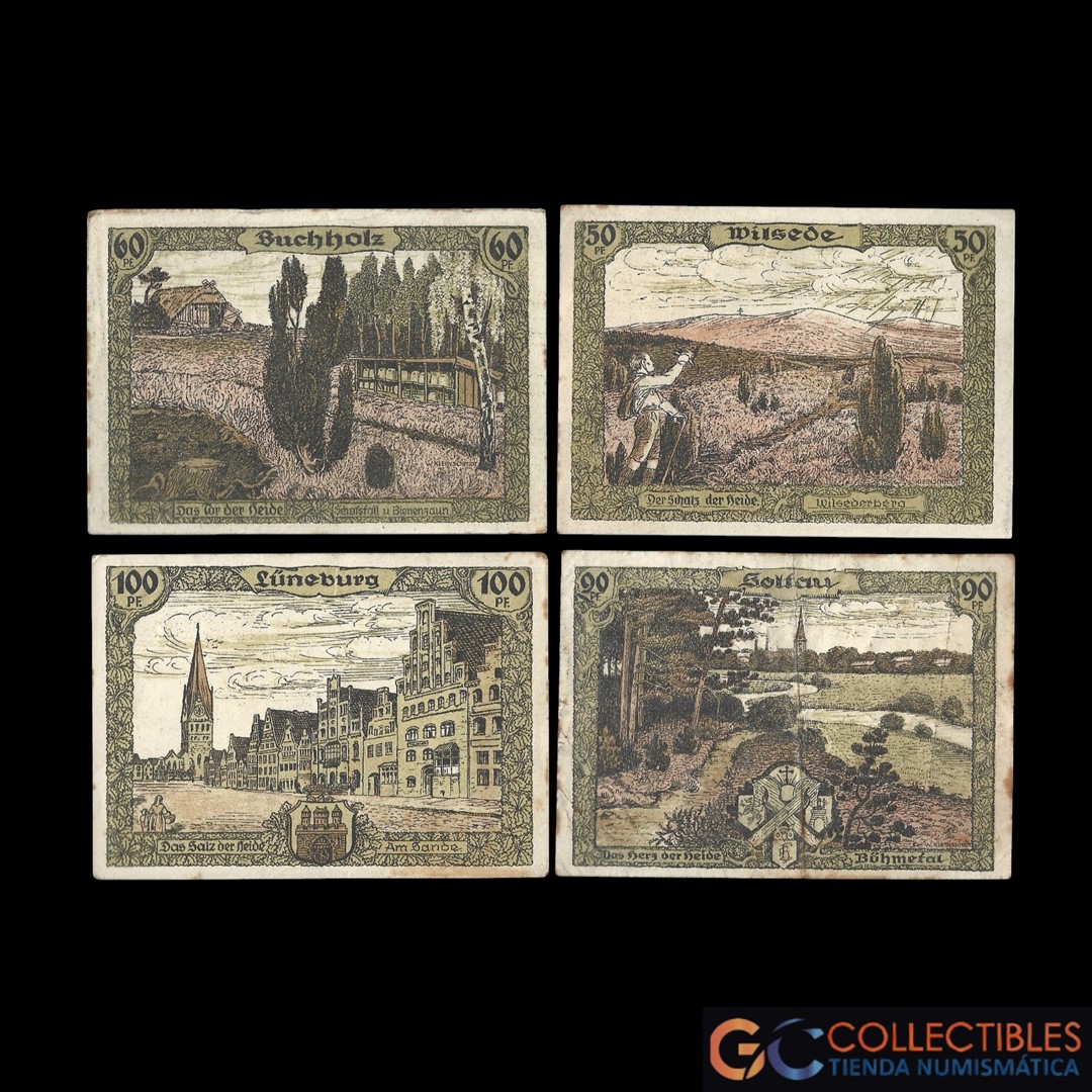 Lote 1051 - Alemania (Luneburg) x 4 - 50, 60, 90 y 100 Pfennig 1921