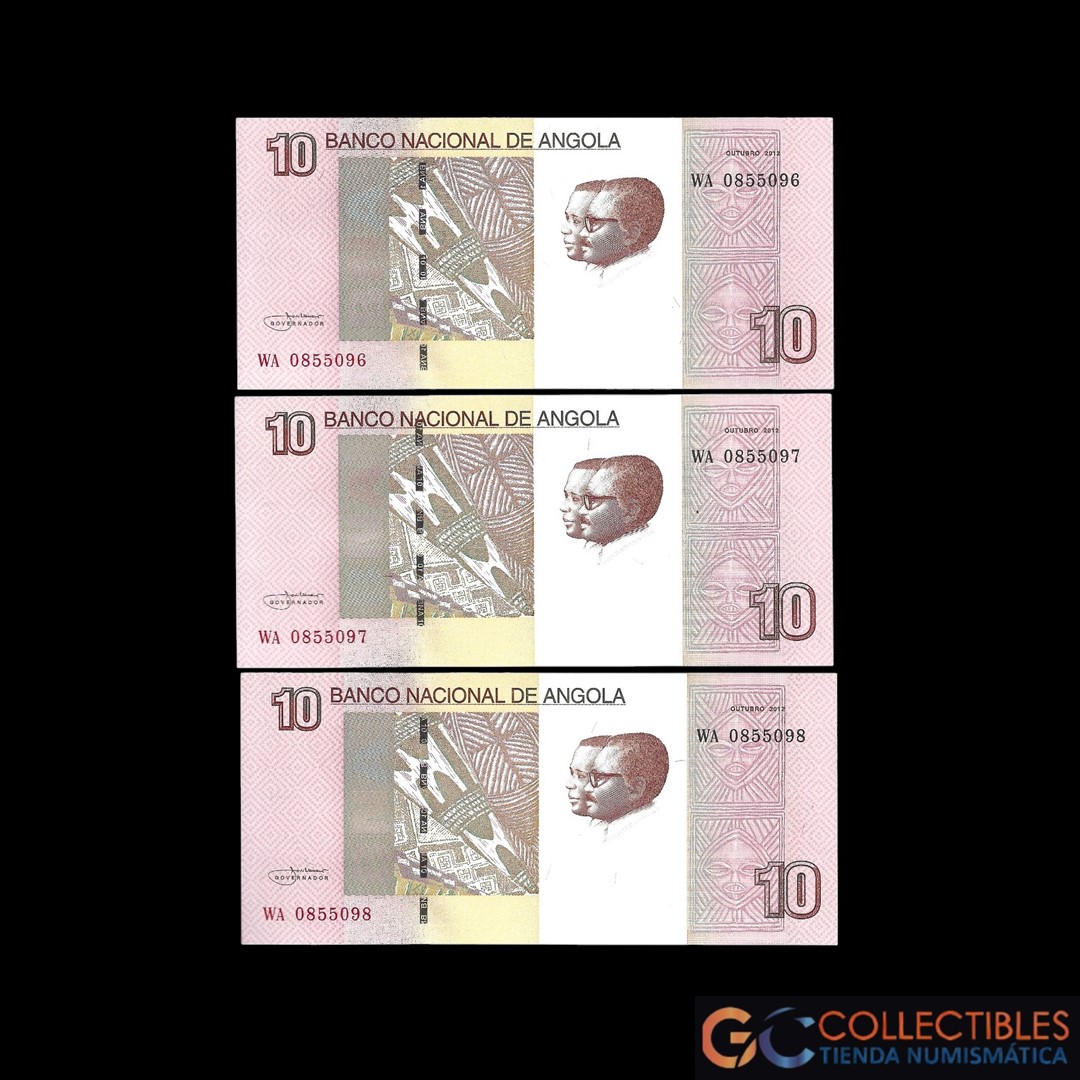 Lote 1058 -  Angola 10 Kwanzas 2012 x 3