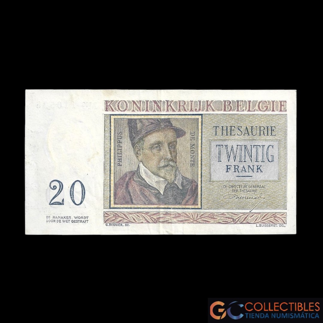 Lote 1066 - Belgica 20 Francos 1956