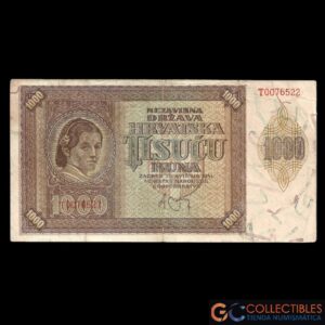 Lote 1085 - Croacia 1000 Kuna 1941