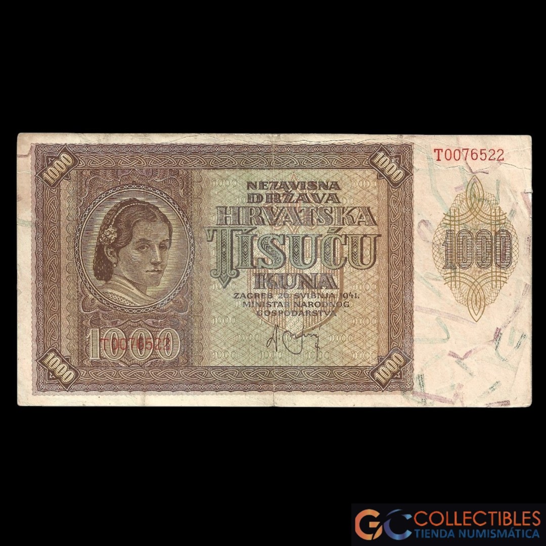 Lote 1085 - Croacia 1000 Kuna 1941