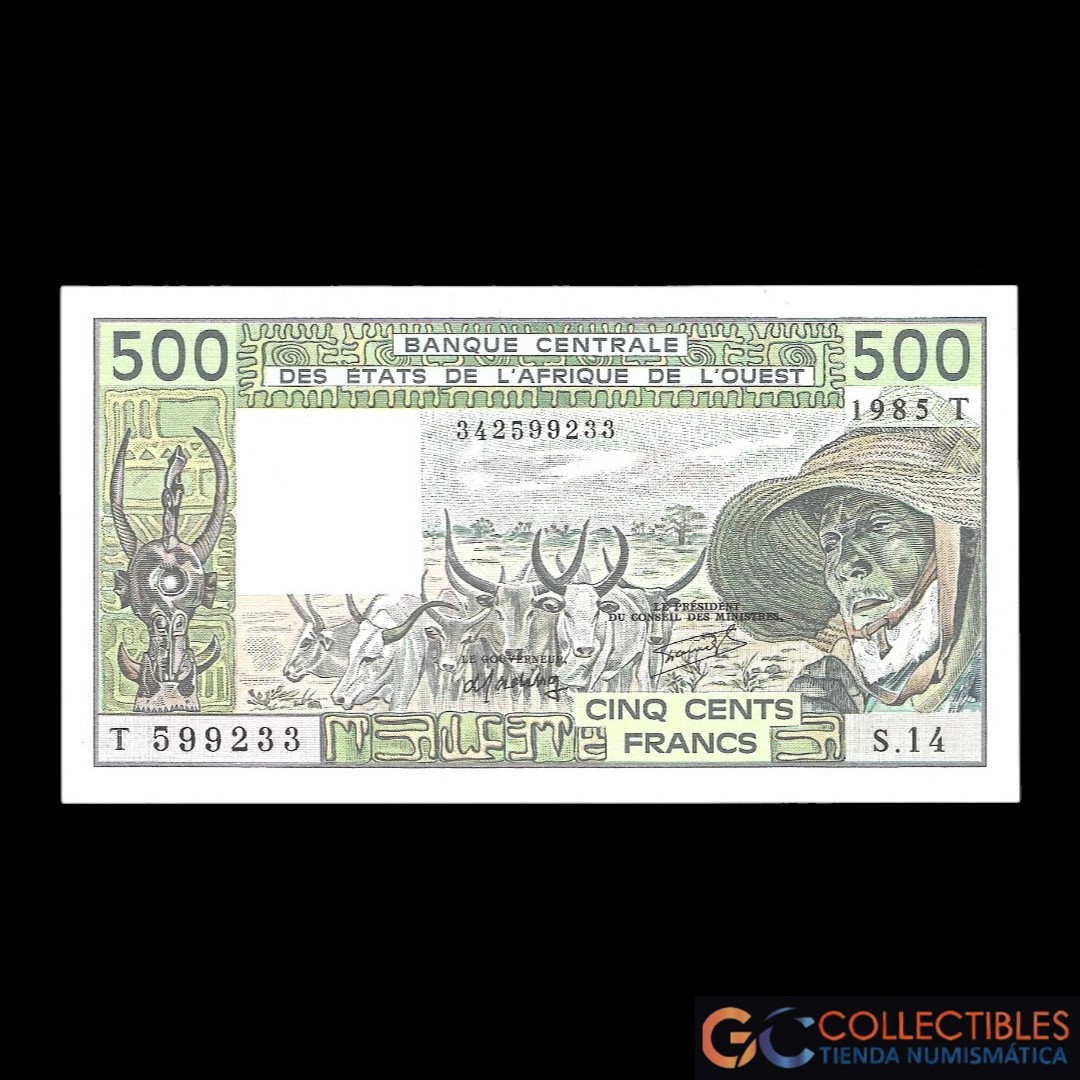 Lote 1099 - Estados de África del Oeste Togo 500 Francos 1985