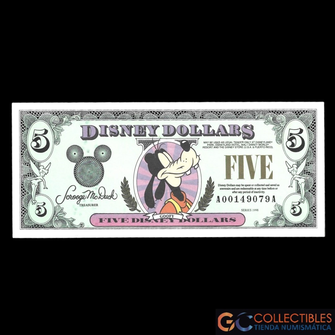 Lote 1105 - Estados Unidos Disney 5 Dólares 1998 Goofy