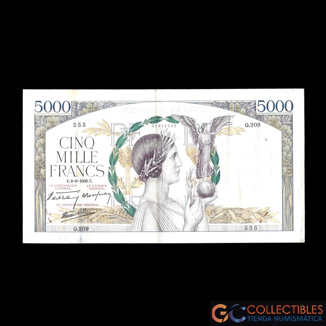 Lote 1108 - Francia 5000 Francos 1939