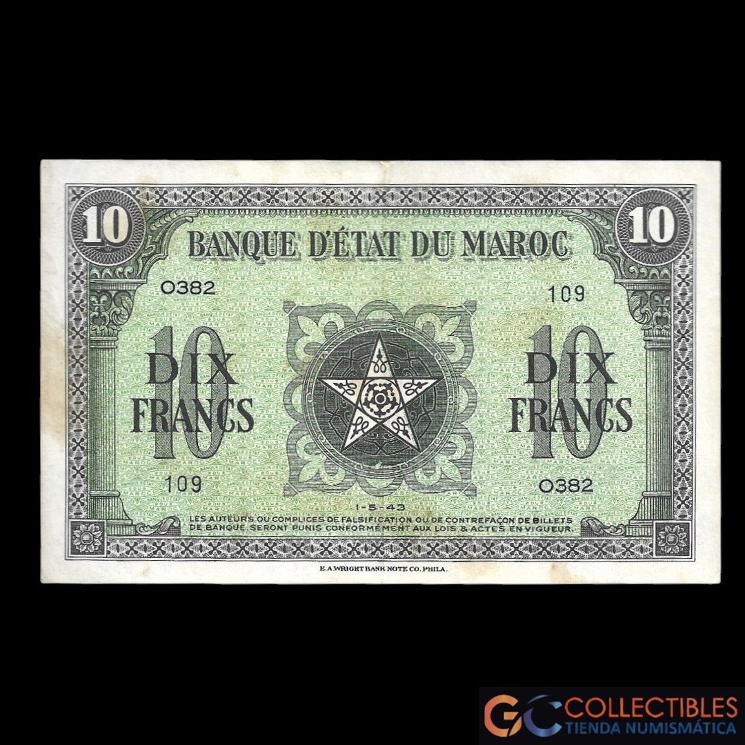 Lote 1132 - Marruecos 10 Francos 1943