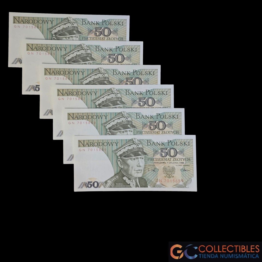 Lote 1147 -Polonia lote x 6 - 50 Zlotych 1988 - correlativos