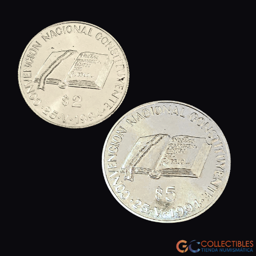 Lote 0022 - Argentina - Set Constituyente 2 y 5 pesos 1994 - Plata