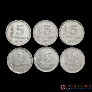 Lote 0019 - Argentina – Lote x 6 (5 Centavos, 1970–1975)