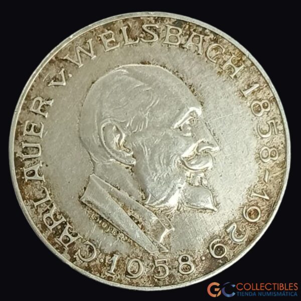 Lote 0052 - Austria 25 Schilling 1958 - 100º Aniversario - Nacimiento de Carl Auer von Welsbach