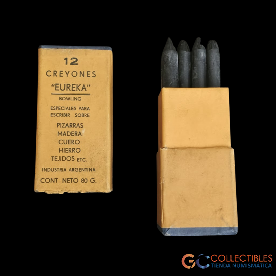 Lote 3009 - Caja antigua de creyones “Eureka”, Industria Argentina, circa 1960–1970