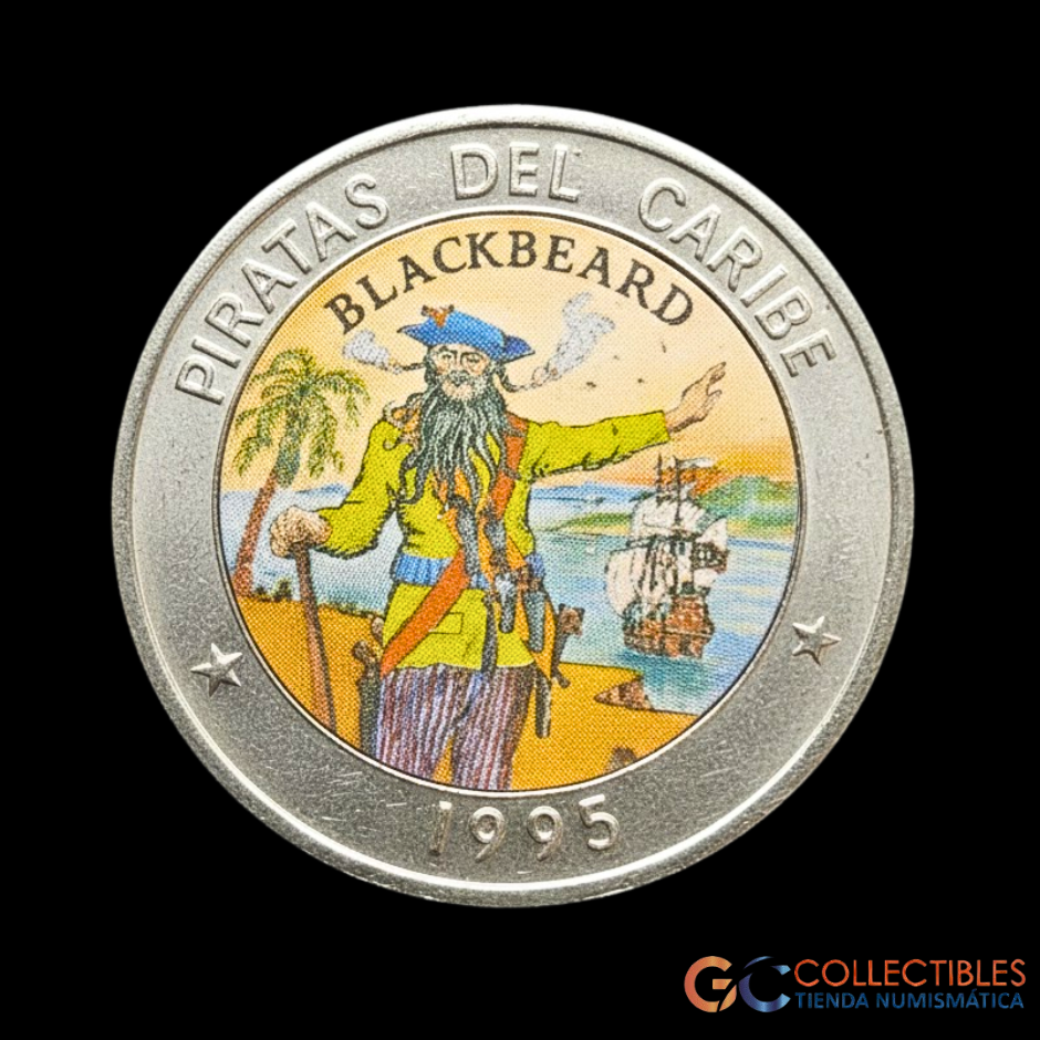 Lote 0128 - Cuba 1 Peso 1995; Piratas del Caribe: Barbanegra