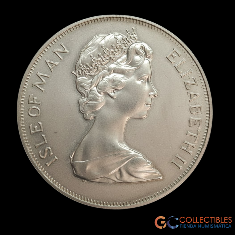 Lote 0175 - Isla de Man 1 Corona 1977 - 25° Aniversario de la Ascensión de Reina Isabel II