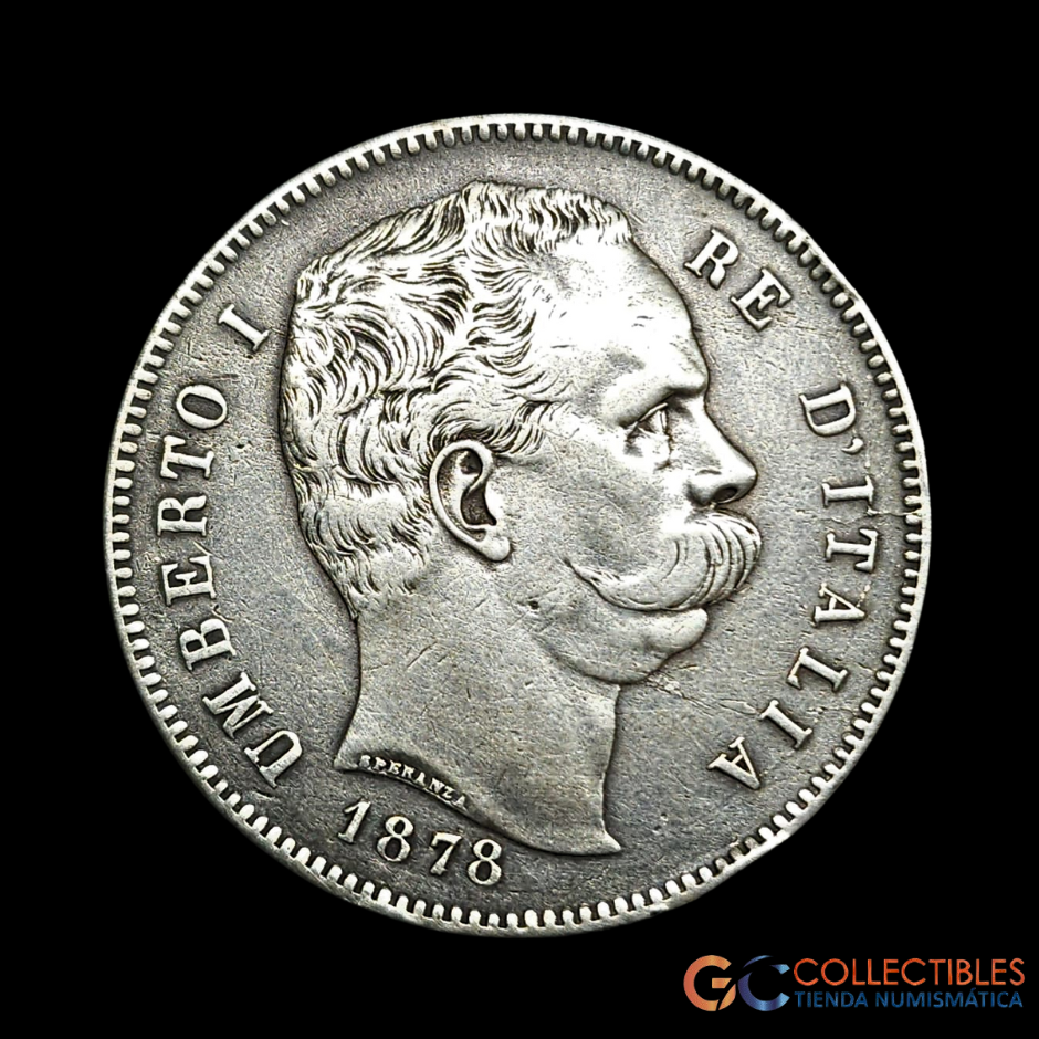 Lote 0190 - Italia 5 Liras 1878R