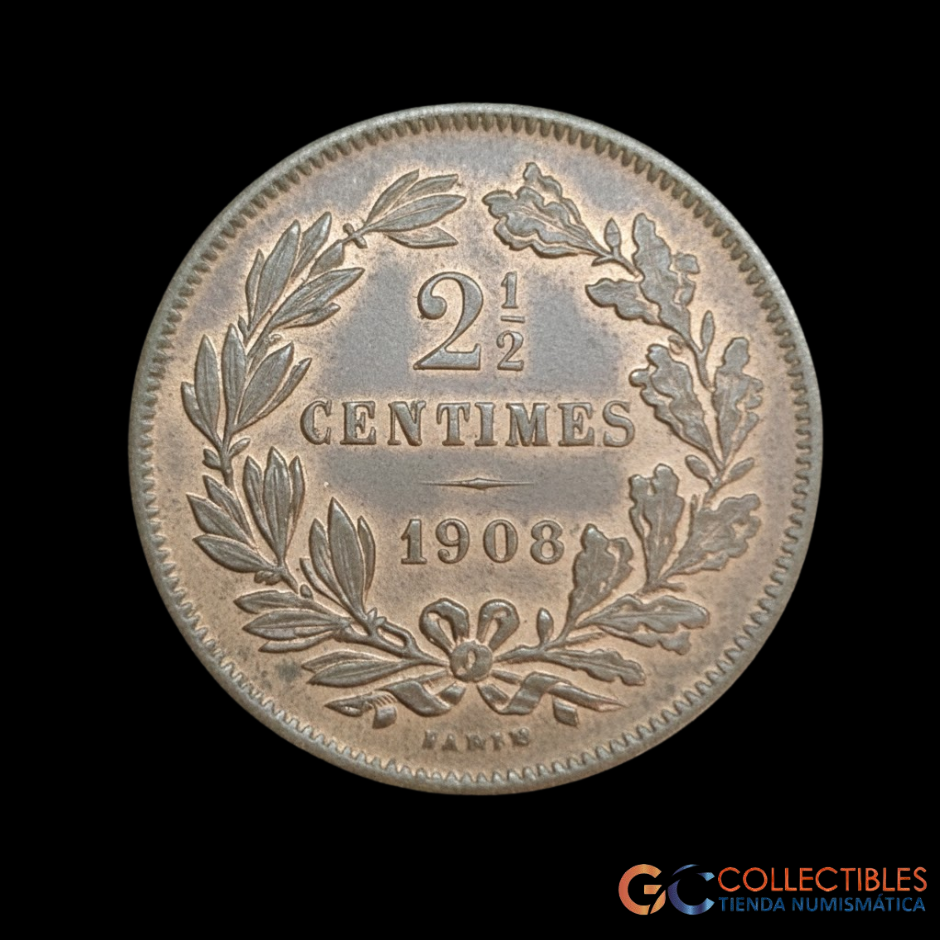 Lote 0199 - Luxemburgo 2 ½ Centimos 1908