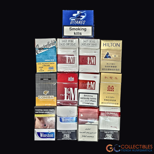 Lote 3001 - 15 Cajetillas Vacías de Cigarros - Colección Marquillas Tabaco Winston Dunhill Cohiba Gitanes.