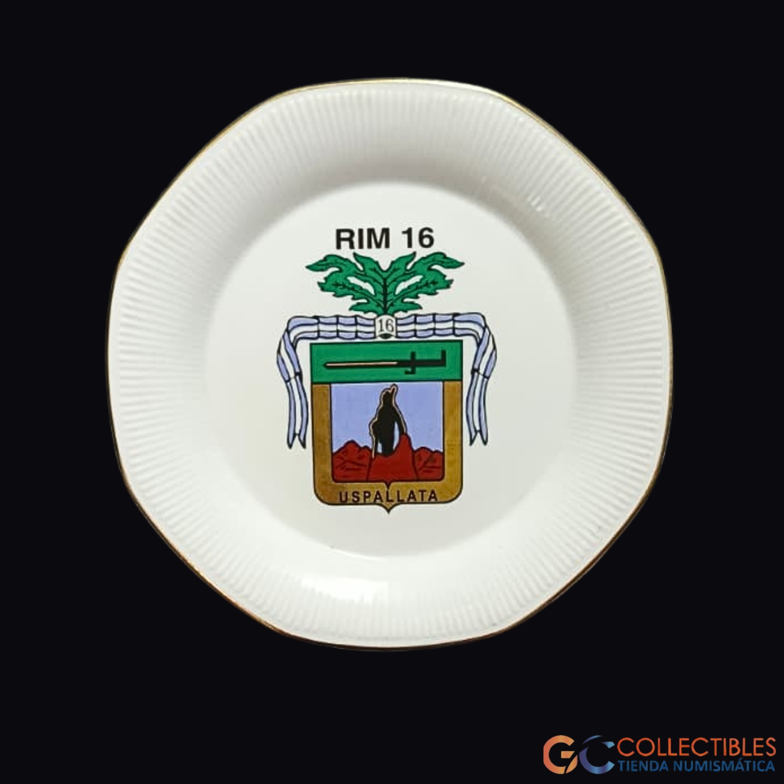 Lote 3057  - Plato Cerámica - Regimiento de Infantería de Montaña 16 Uspallata - Escudo Militar Argentino
