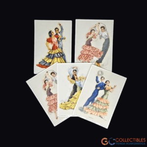 Lote 3063 - Postales ilustradas x 5 - Flamenco Español en Simil Bordado