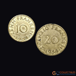 Lote 0230 - Alemania - Sarre lote x 2 (10 y 20 franken 1954)