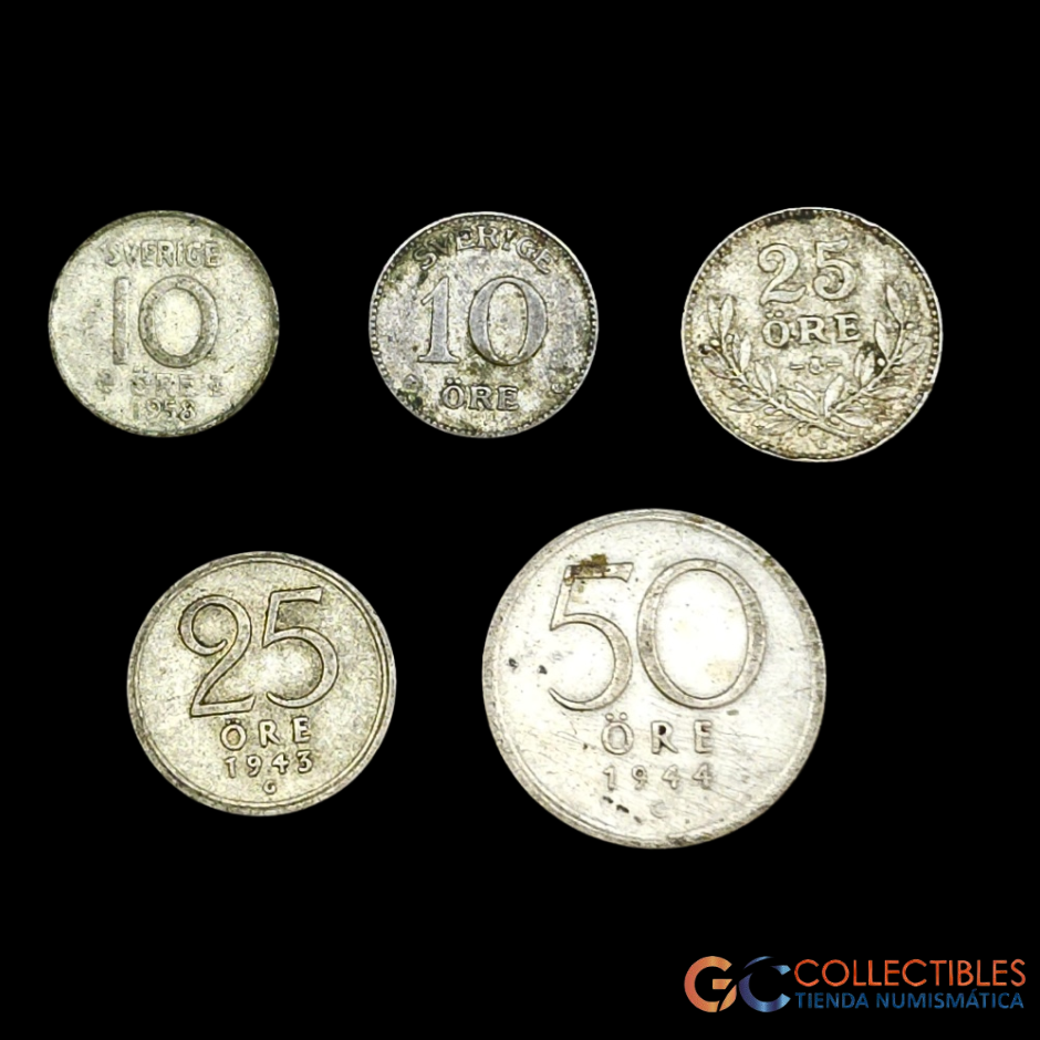Lote 0239 -  Suecia Lote x 5 Monedas de Plata