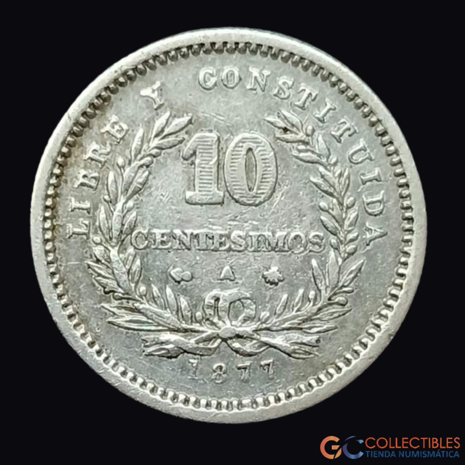 Lote 0253 - Uruguay 10 Centésimos 1877