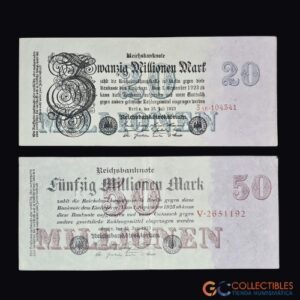 Lote 0006 - Alemania - Set x 2 billetes 20 y 50 Millonen Mark 1923