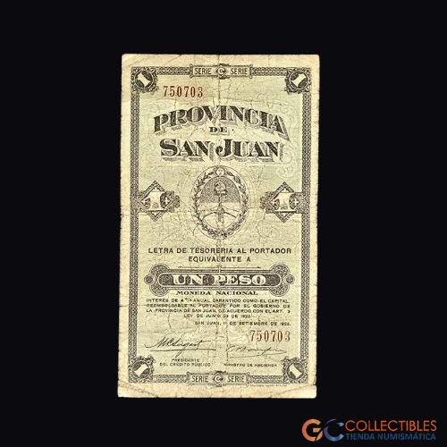 Lote 0010 - Argentina - Provincia de San Juan 1 Peso 1891
