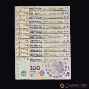 Lote 0034 - Argentina - Serie de billetes 100 Pesos Evita