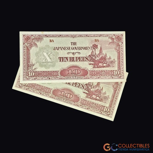 Lote 0048 - Burma (Birmania) - Set x 2 billetes 10 Rupias 1942-44